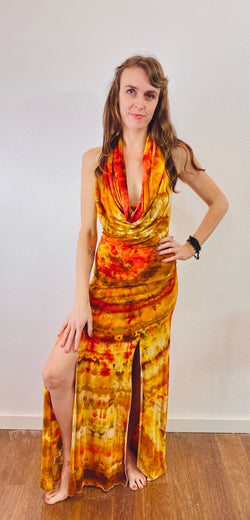 Tie Dye Spicy Fire Lumiya Cowl Neck Dress